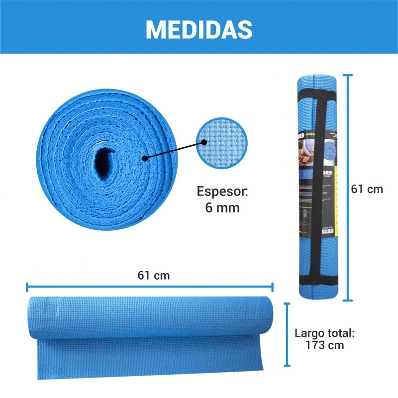 Colchoneta Yoga Mat Proyec 173 X 61 Cm. X 4 Mm. Pvc